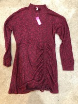 NWT Xhilaration Sweater Mini Dress Mock Turtleneck Cinched Bottom Burgundy XL - £9.72 GBP