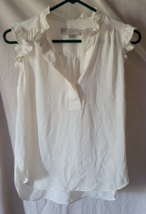 Women Loft Sleeveless Shirt Size XSP White Lightweight Dressy 100% Polye... - £11.98 GBP