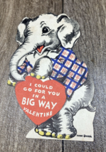 Vintage Valentine Card Elephant Plaid Jacket Big Way 1930s-40s - £4.31 GBP