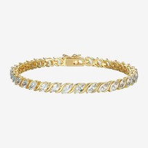 3.5x2mm Imitación Marquesita Topacio ENLACE Tenis Pulsera 14K Amarillo Oro Sobre - £281.82 GBP