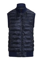 New Polo Ralph Lauren Men&#39;s Knit &amp; Quilted Zip Primaloft Hybrid Vest Nav... - $148.49