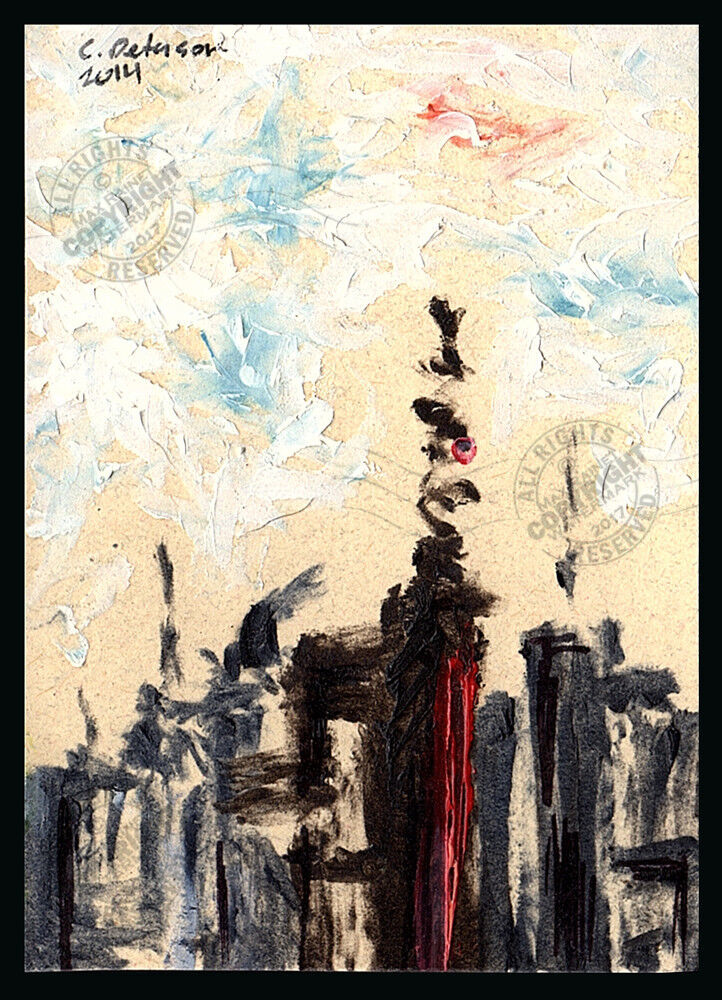 Primary image for Tall Hat Red Stockings 2014 ORIGINAL ACEO miniature Abstract OIL PAINTING Signed