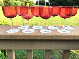 Victorian  Cranberry Glass Wines Two Tone 4 3/4” 3 oz - $79.48