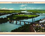 Susquehanna River and Island Park Milton Pennsylvania PA UNP Linen Postc... - $17.03