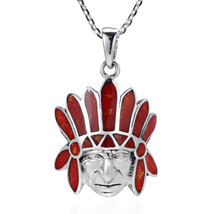 Native American Style Red Synthetic Coral Sterling Silver Necklace - $17.32