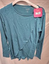 Long Sleeve Round Neck Over Belly Nursing isabel Maternity T-Shirt Teal Size S image 2