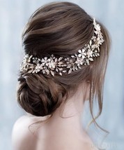 Bridal Gold/Silver Crystal Hair Vine, Floral Hair Vine, Bridal Hair Accessories - £29.53 GBP