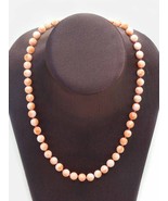 Estate 7.5mm Coral Bead Necklace 14k Gold Filigree Clasp 17&quot; 31g - £429.46 GBP
