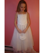 Cherish Apparel First Communion Dress #332 White Size 7 with Purse Satin... - £81.08 GBP