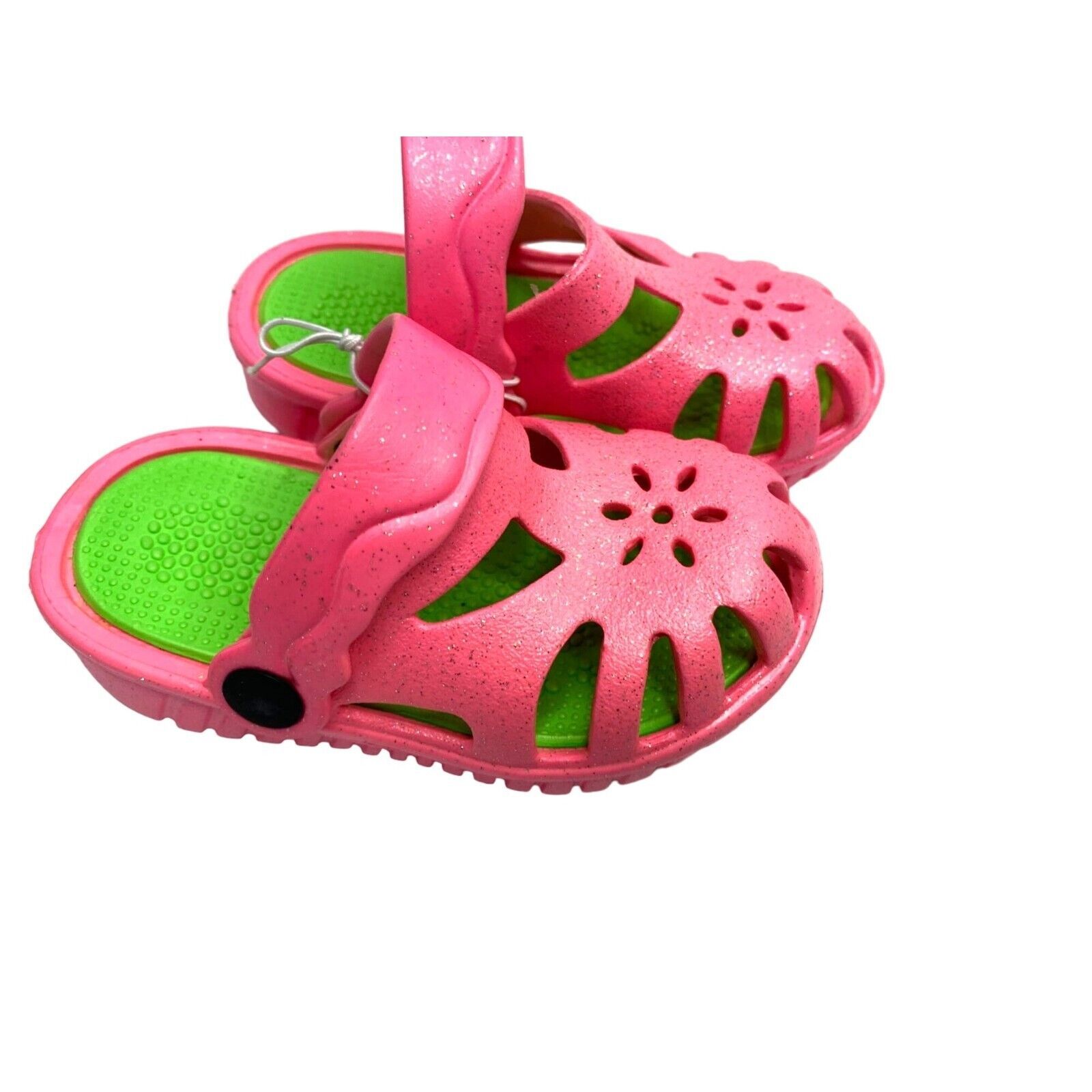 Primary image for Berytos Girls Toddler Size 5 6 Pink Sparkle Clogs Slip On Shoes FIG-1577TZ