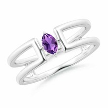 ANGARA Marquise Amethyst Solitaire Parallel Split Shank Ring in 14K Gold - £366.11 GBP