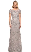 La Femme 30053 Embroidered Beaded Gown Sz 4 Lavender/Grey ($798) - £155.23 GBP