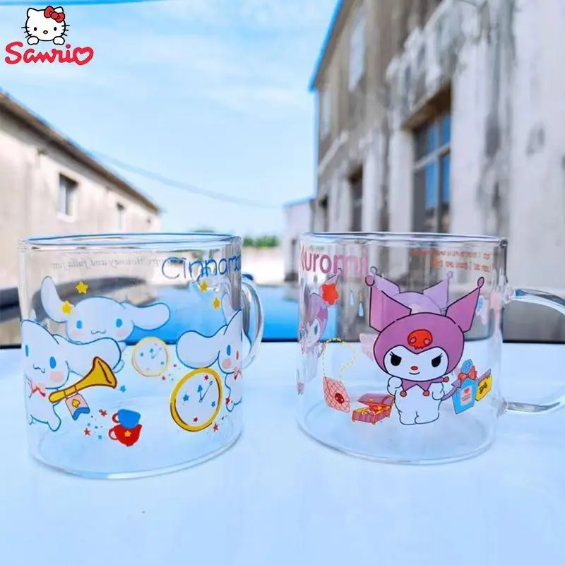 Sanrio Kuromi Hello Kitty Pochacco Glass Kawaii Milk Coffee Cup Micro-Wave Oven - £13.28 GBP