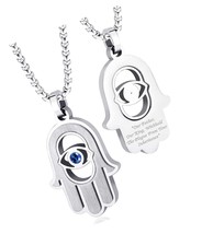 Jewelry Stainless Steel Hamsa Necklace Hand of Fatima Eye - $58.79