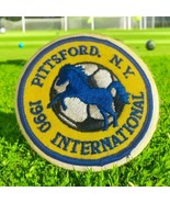 Pittsford New York 1990 International Soccer Yellow Blue Horse Embroider... - $9.15 CAD