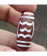Ancienne perle d&#39;agate gravée HIMALAYA AGT-2 indo tibétaine d&#39;Asie centrale - $83.14 CAD