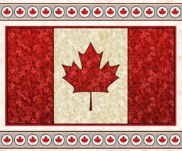 36&quot; X 44&quot; Panel The Great White North Maple Leaf Cotton Fabric Panel D660.33 - £12.54 GBP