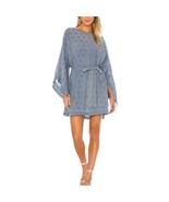 Tularosa Melinda Belted Shift Dress with Slip Size XXS Blue Cotton Eyele... - $48.37 CAD