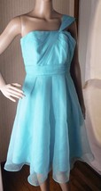 David&#39;s Bridal Woman&#39;s Single Strap Dress - Aqua Organza Size 2 Style #30101933 - £31.75 GBP