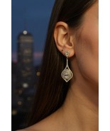Jacmel Mauritius Jcm Pave Pierced Drop Chandelier Earrings White Crystal... - $374.75 MXN