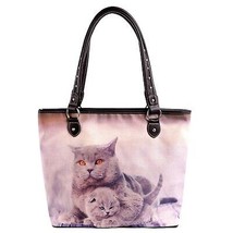MONTANA WEST Collection Art Canvas Tote Handbag 984-8112 Coffee Trim~Cat... - $32.80
