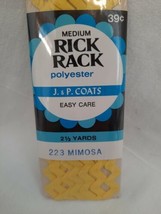 Vintage J. &amp; P. Coats Rick Rack Medium Sewing Trim 2.5 Yards ~ Mimosa Yellow - £3.91 GBP
