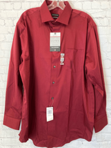 Van Heusen Mens XL Button Down Dress Shirt Red Ultra Wrinkle Free L/S NWT - £27.24 GBP