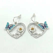 Spring Heart Dangle Earrings White Gold Alloy - $13.24