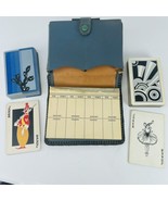 Art Deco Bridge Playing Cards w Leather Folding Case VTG Dated 1935 - £26.93 GBP