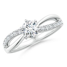 Angara Lab-Grown 0.7Ct Round Diamond Split Shank Promise Ring in Sterling Silver - £679.18 GBP