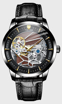 Mechanical Watch Movement Men&#39;s Leather Belt Mechanical Watch Waterproof... - £78.09 GBP