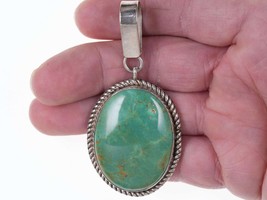 Large Native American Sterling Green Nevada Turquoise pendant - £144.71 GBP