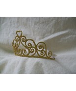 Fancy Gold Glitter Metal Tiara Scroll Hearts Swirls Queen Princess Cupid... - £10.23 GBP