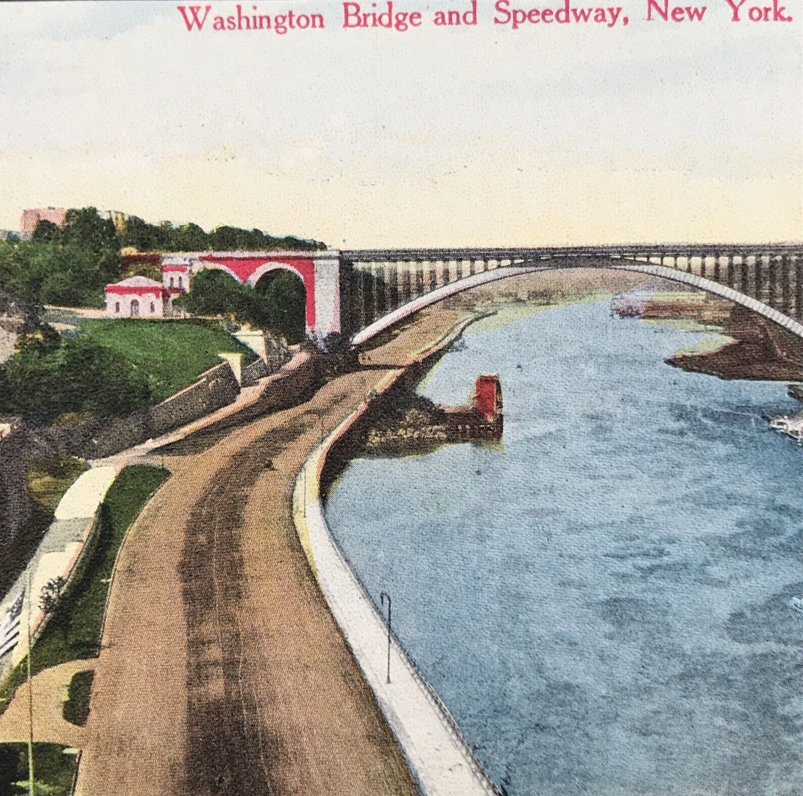 Primary image for 1910s Washington Bridge & Speedway Harlem River Postcard New York NY