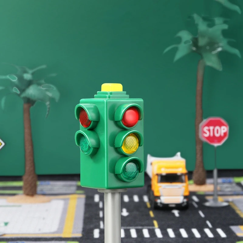 Play Mini Traffic Signs Road Light Block With Sound LED Play Safety Traffic Ligh - £23.05 GBP