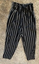 Womens Size Extra Small Black White Striped Pants Goth Alt - £8.69 GBP