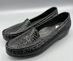 SAS Tripad Black Reptile Croc Slip On Leather Loafers Comfort Women’s  7.5 - $373.62 MXN