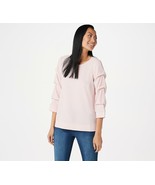 Martha Stewart Knit Crepe Gathered 3/4 Slv Top Shell Pink XX Small - $13.02 CAD