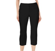 Alfani Womens 8 Deep Black Pockets Invisible Zipper Mid Rise Capri Pants NWT - £14.90 GBP