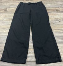 Old Navy Linen Blend Pants Womens S Black Elastic Waist Wide Leg Beachy Coastal - $17.82