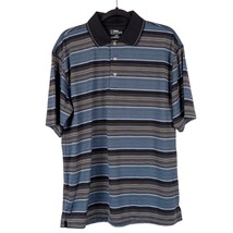 PGA Tour Polo Shirt L Mens Striped Black Blue White Short Sleeve Classic... - £16.95 GBP