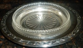 VINTAGE SILVERPLATE SERVING DISH WITH CRYSTAL LINING MEADOWBROOK WM.A.RO... - $11.76