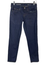 J Crew Womens Toothpick Jeans Sz 26 Ankle Skinny Dark Wash Low Rise Blue... - $15.29