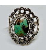 Vintage Natural Turquoise and Copper Sterling Silver Ring  - £115.76 GBP