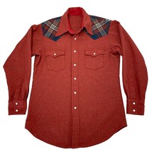 Pearl Snap Western Shirt Red Plaid Accents Vintage Heavyweight 21x31 42&quot;... - $33.00