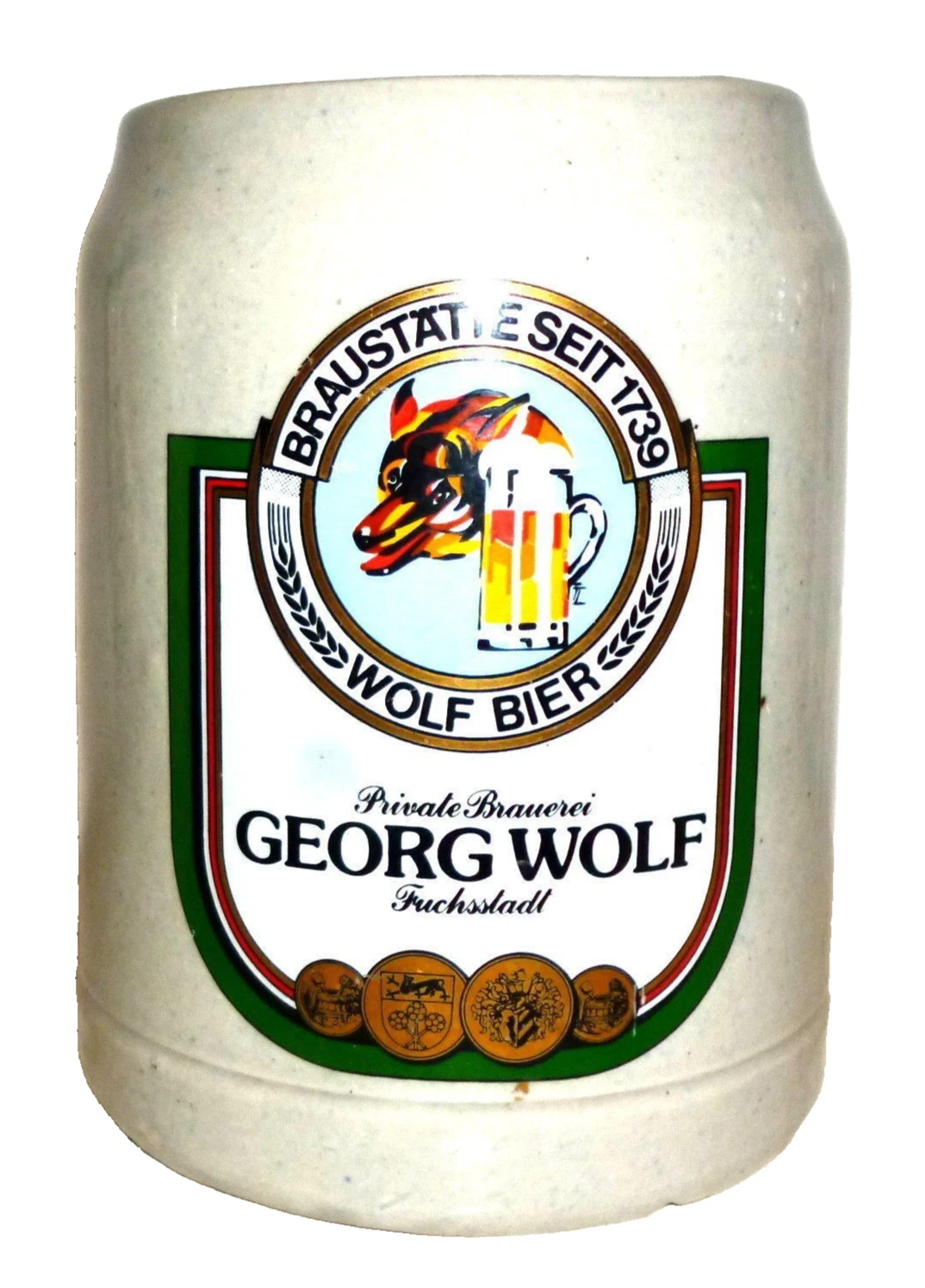 Wolf +2009 Fuchsstadt Wurzburg German Beer Stein - $12.95