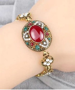 Victorian burgundy  crystal bronze bracelet - $13.86