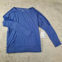 Jockey Sport Women&#39;s Size Medium Performance Shirt Top Blue Long Sleeve ... - $20.54