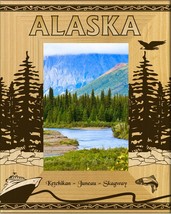 Alaska-Ketchikan-Juneau-Skagway Laser Engraved Wood Picture Frame Portrait 3x5 - £21.11 GBP