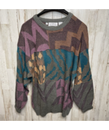 Gian Franco Italy Sweater XL Soft Cotton/Acrylic Knit Made in Korea Geom... - $21.95